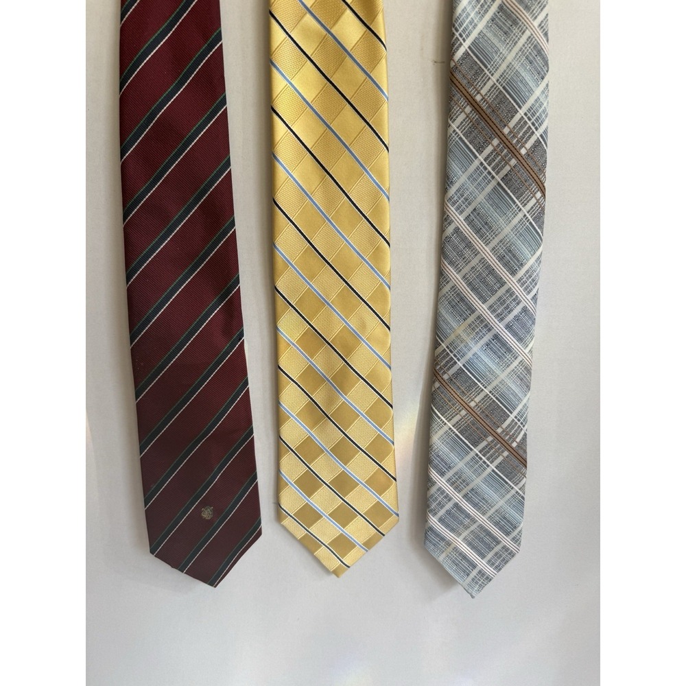 Lot 3 Men's Ties Chaps Ralph Lauren Izod Silk Polyester Stripes Plaid